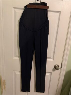 Seraphine High-Waist Navy Maternity Pants with Stretch Panel